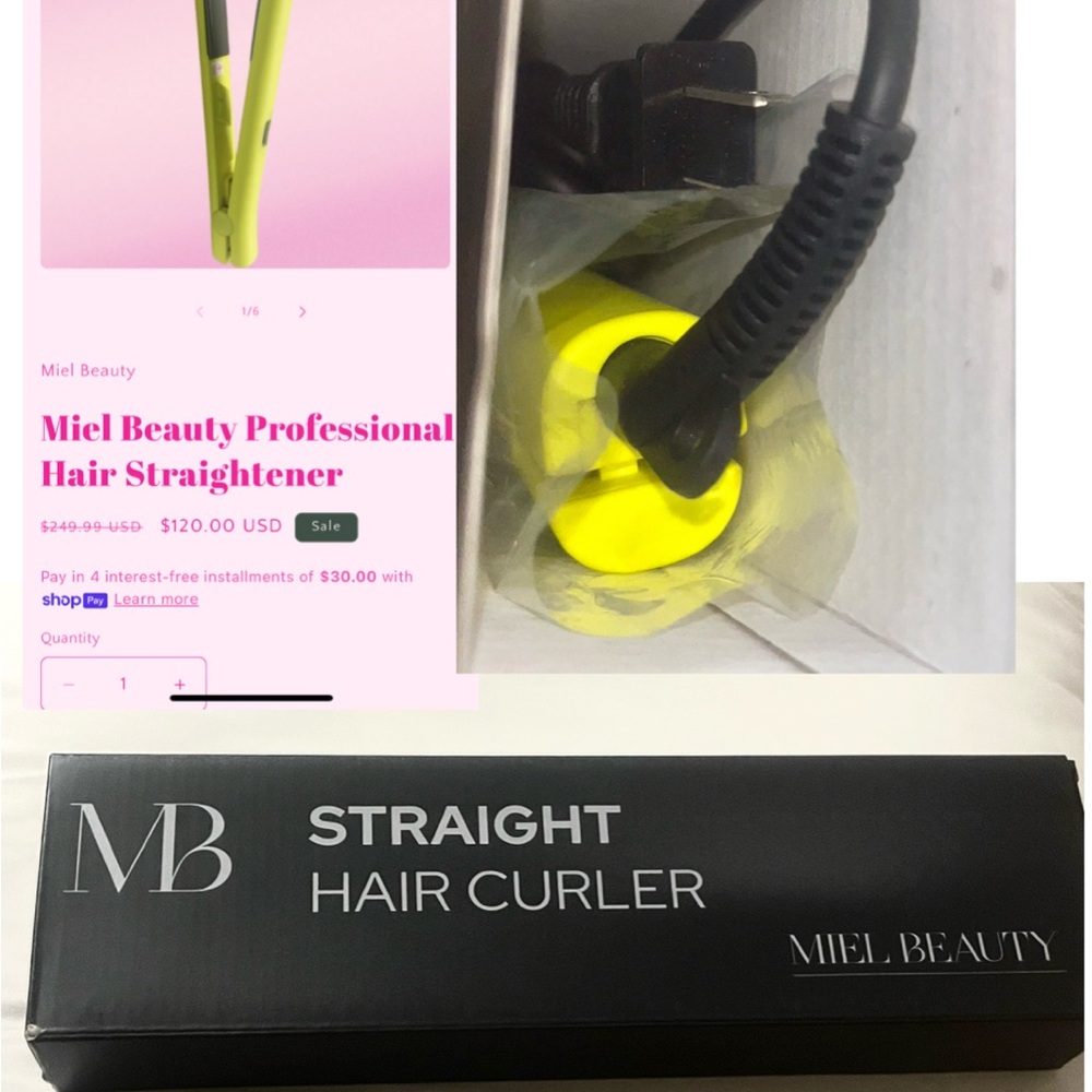 Miel Beauty Yellow Hair Straighter Curler